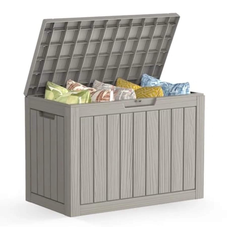 45 Gallon Resin Exterior, Waterproof, Grey, For Patio Bearings, Pool Accessories, Garden Tools, UV Ray Resistant