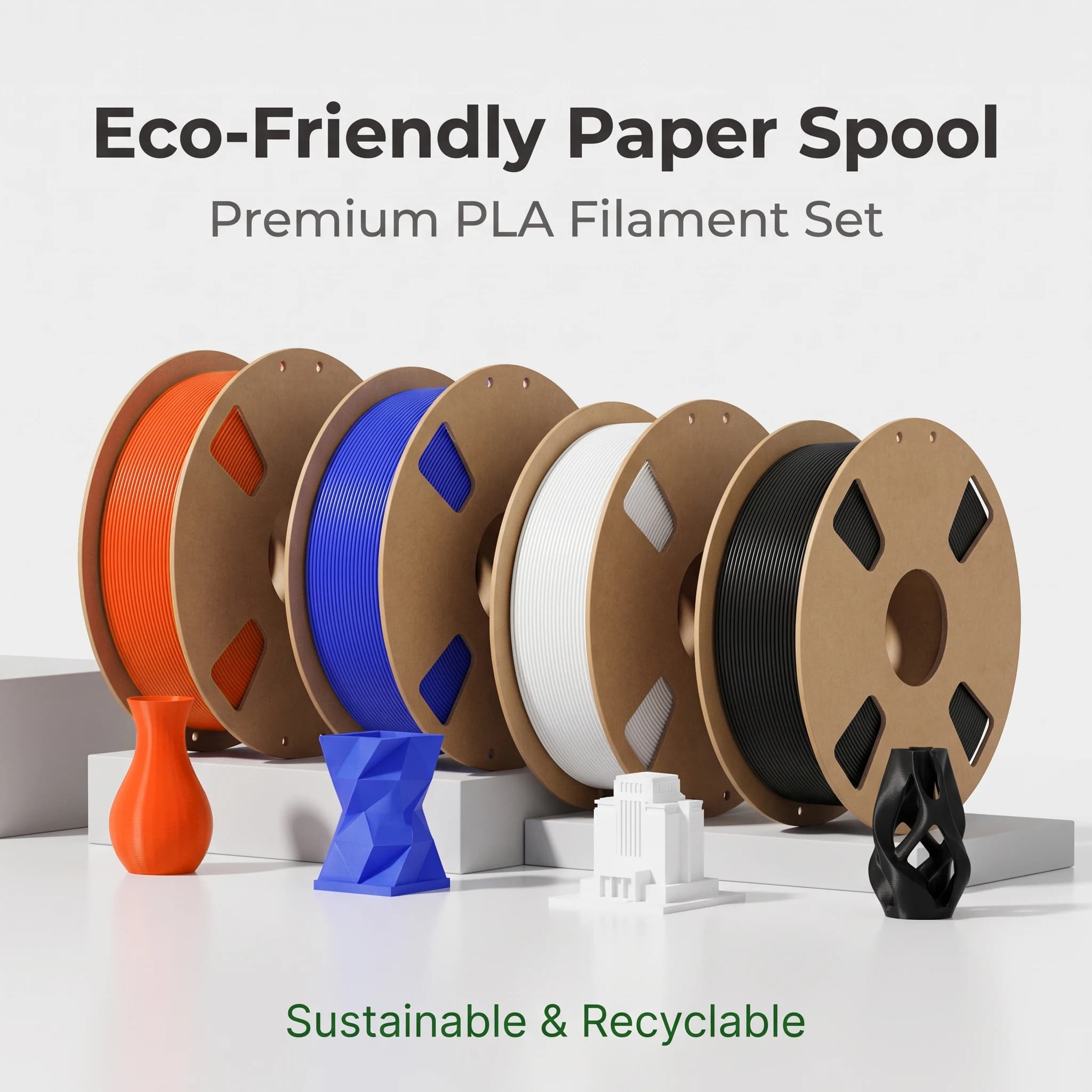 PLA 3D Printer Filament, 1.75mm PLA Filament, Smooth Printing, Neatly Wound, 200/250/500/1000g, Black/White/Blue/Orange