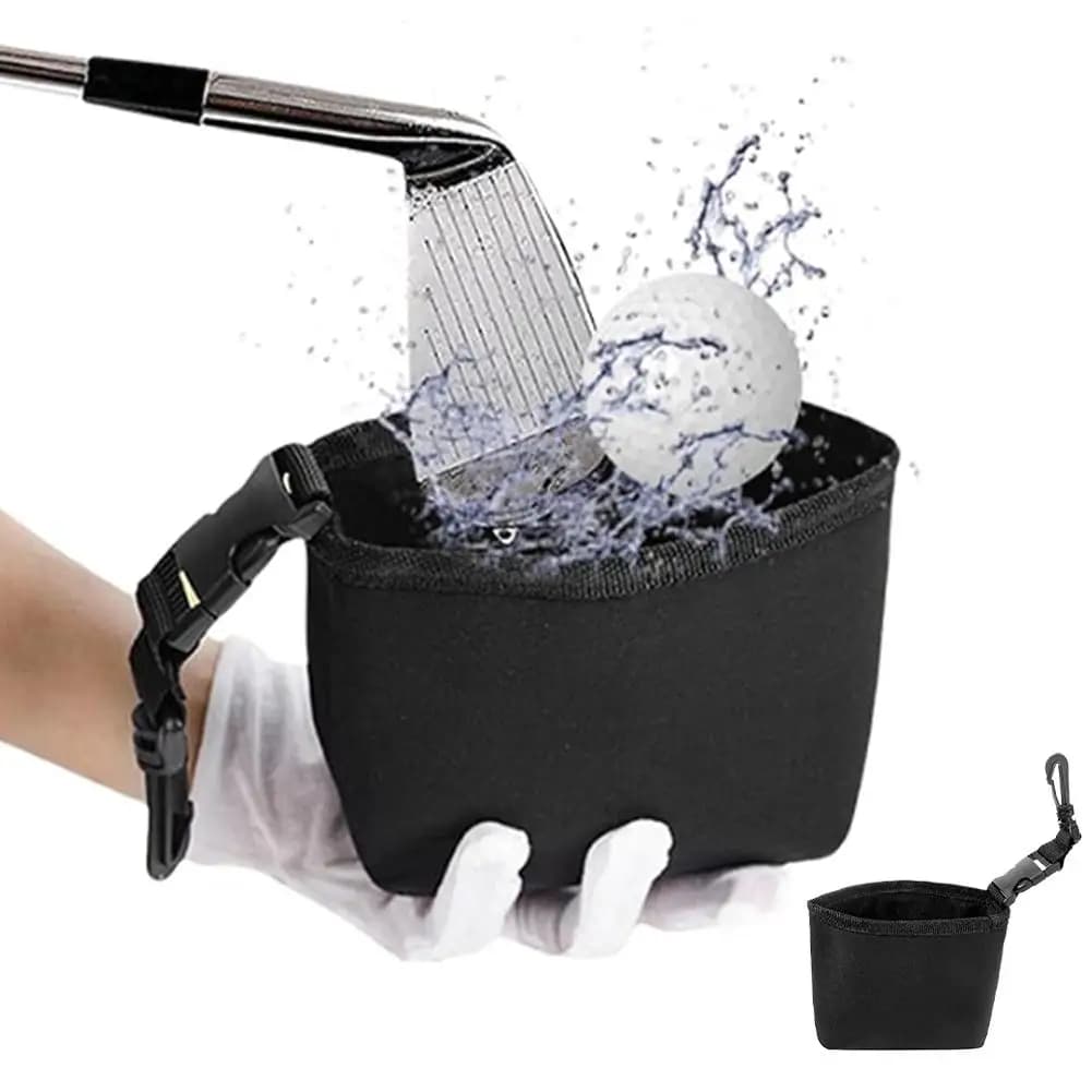 Borsa per la pulizia del golf portatile con detergente per palline da golf, spazzola per mazze e contenitore per l'acqua - Accessori essenziali per il golf all'aperto
