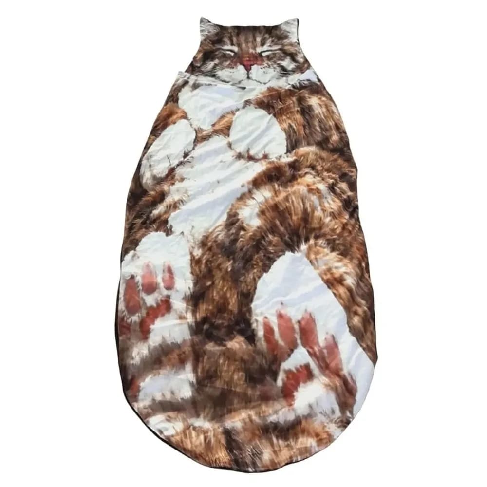 Sacco a Pelo Morbido a Forma di Gatto, Sacco a Pelo da Campeggio Innovativo e Accogliente, Design Divertente a Cartone Animato, Coperta Calda per Uso Interno