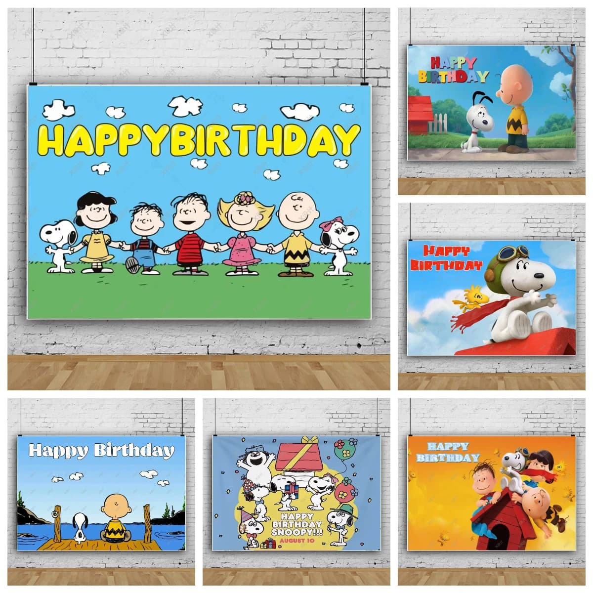 Sfondo a Tema Snoopy per Feste di Compleanno di Bambini e Bambine, Banner Decorativo, Accessori per Foto in Vinile, Regalo per Baby Shower