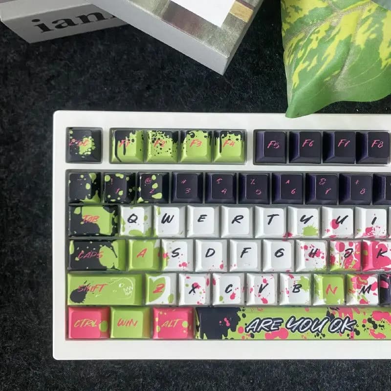 Red green graffiti personality mechanical keyboard keycaps DIY customization gradual change keycap 61 68 75 87 98 104 108key