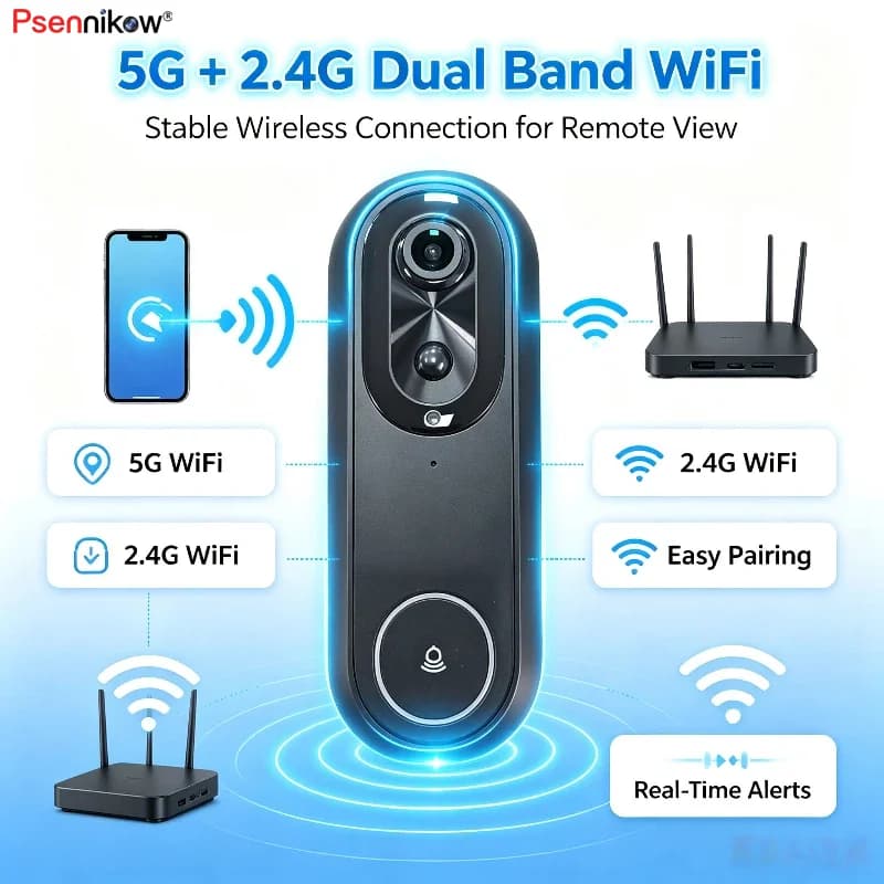 WiFi Video Doorbell 5G 2.4G 1080P Wireless Bell Tuya APP Smart Intercom Camera IP65 Waterproof Ring Bell with 7000mAh Battery