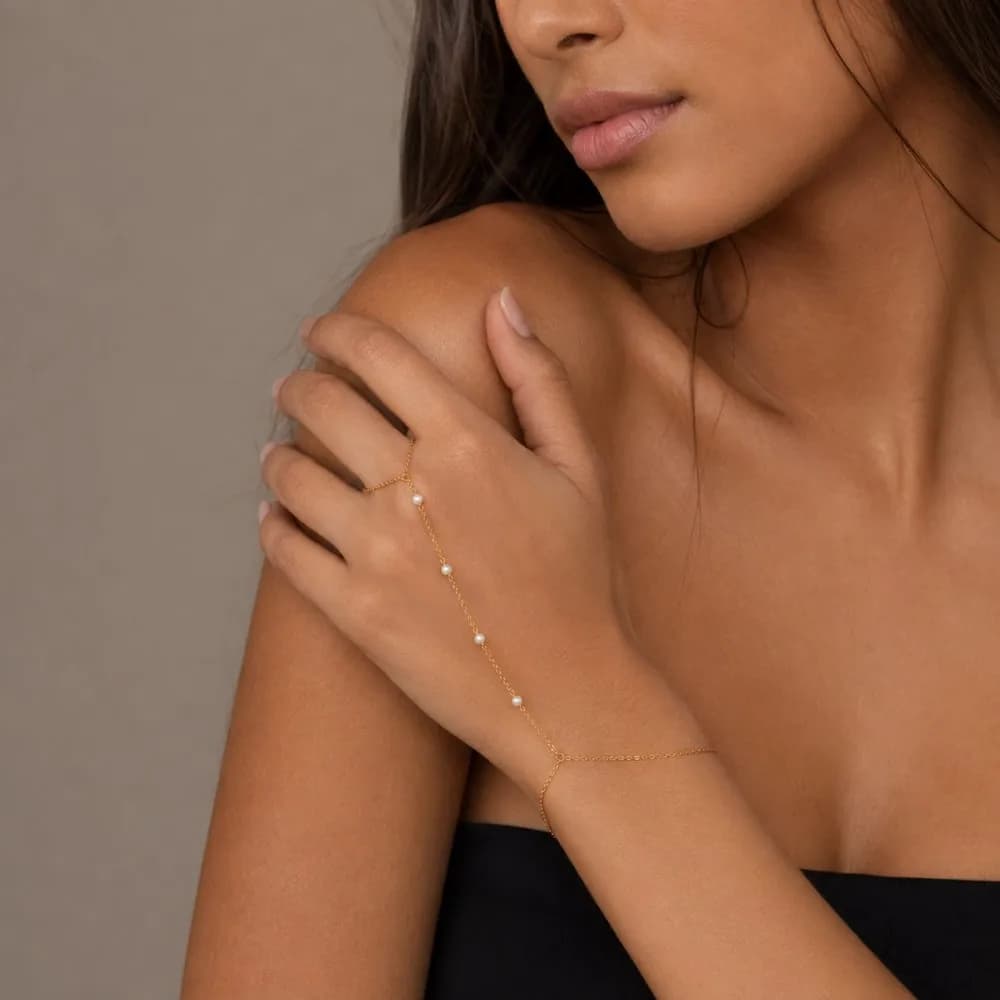 2026 Elegant Anti pearl Bracelet Hand Chain for Women Bohemia Thin Chain Finger Bracelet Jewelry Accessories Gift