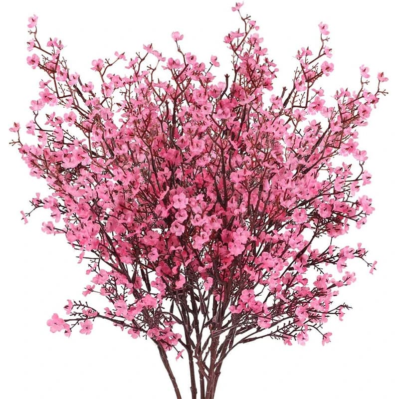 Finger Pink Artificial Cherry Flowers, Gypsophila Faux Plants for Fai-da-Te Wedding Bouquet, Christmas Home Decorations