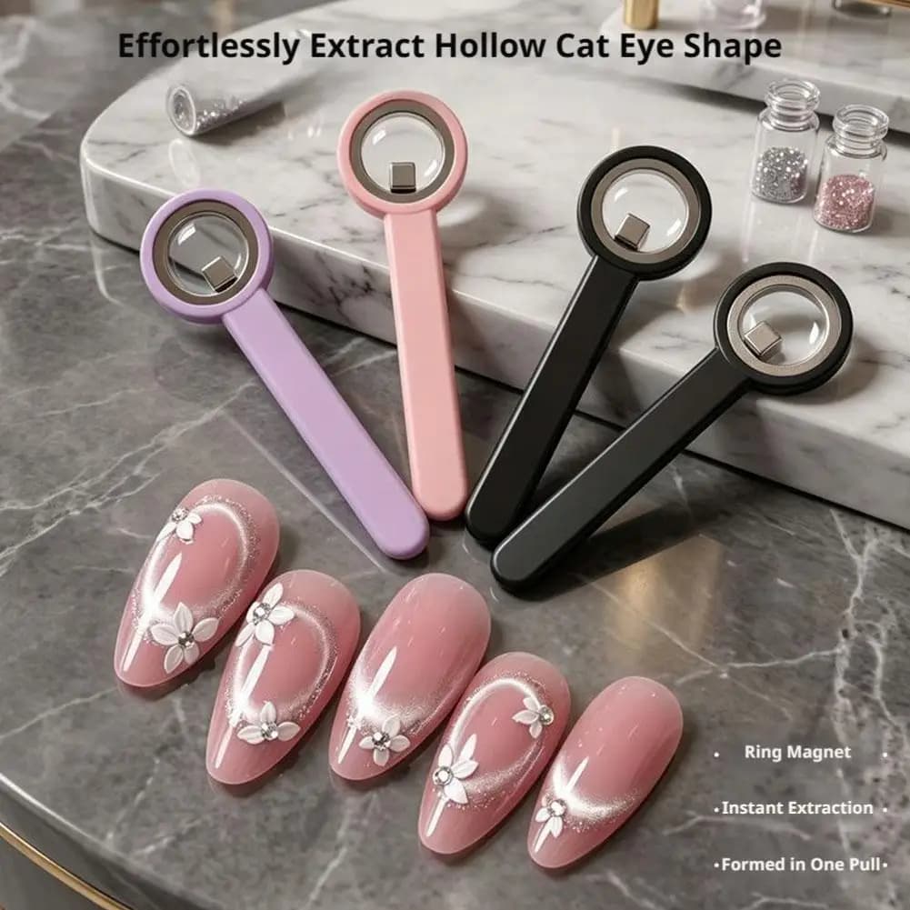 Strumento per Nail Art Magnetico Occhio di Gatto 3s, Anello Magnetico ad Alta Aspirazione, Effetto Foro Nero Rapido per Principianti di Nail Art Magnetica