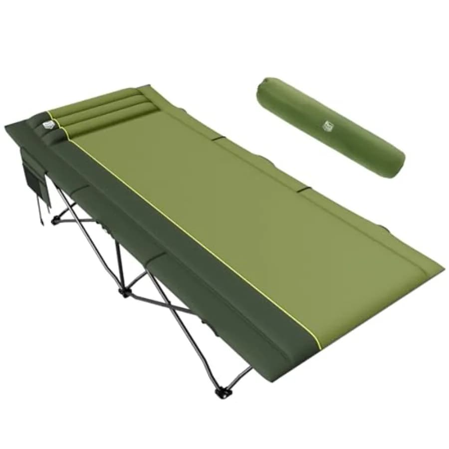 Extra large 31.8 inch camping cot for adults, large foldable cot easy to mount with carrying bag for camping, travel and more.