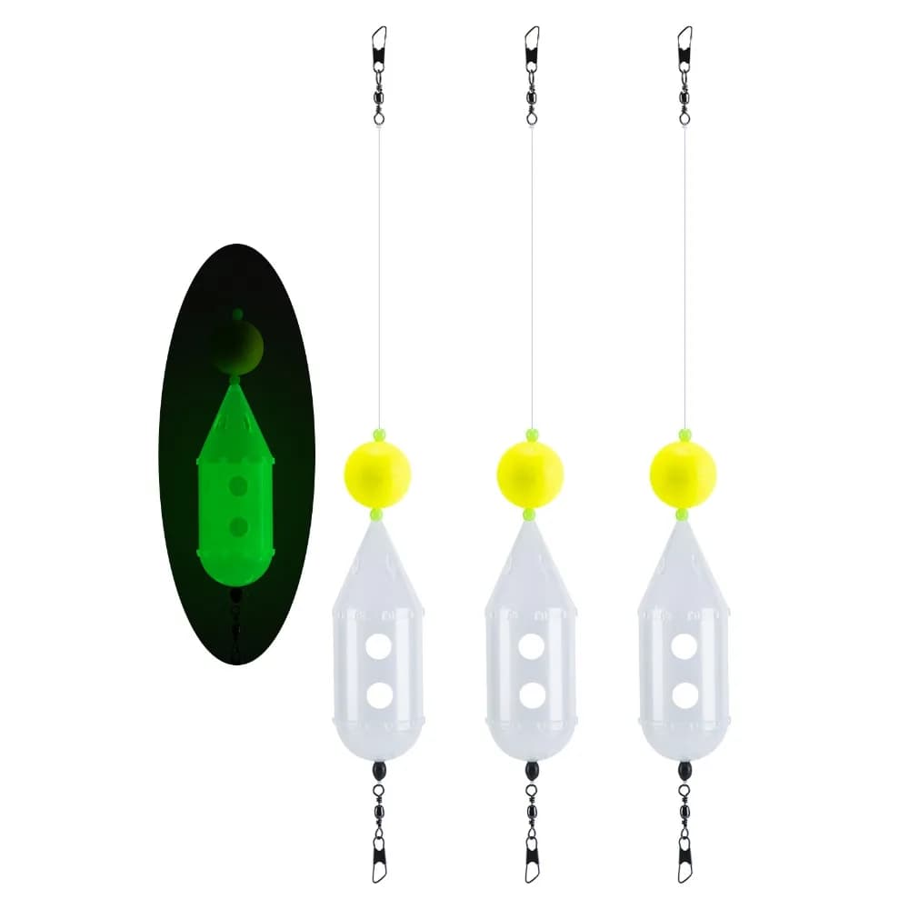 Goture 3/5 pieces rotating bait bright cage larvae power supply transparent cap swimming power supply with yellow foam ball 25X67/31X85mm fishing gear