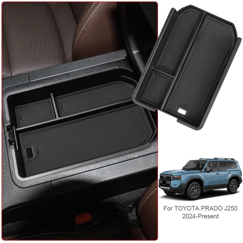 Auto Bracciolo Scatola di Immagazzinaggio Per TOYOTA PRADO J250 2024-Presente Porta Organizzatore Barile Pad di Ricarica Senza Fili Vassoio Portabicchieri