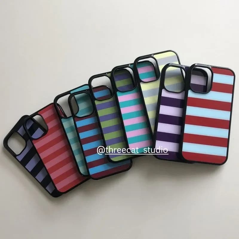 Custodia per telefono coreana a schermo intero con strisce colorate e colla a goccia per iPhone 17 Air 16 15 14 13 12 11 Pro Max Plus, cover anti-caduta Y2K Ins