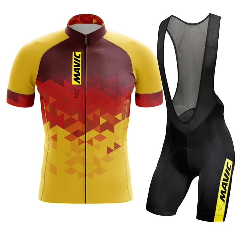 2024 MAVIC short sleeve cycling set for men, complete with shorts with Triathlon straps, summer clothing
