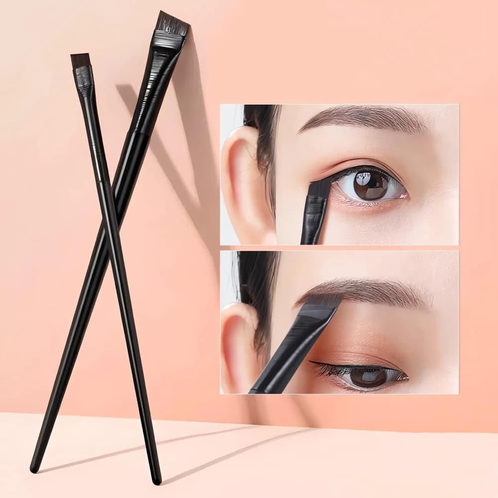 2 pennelli eyeliner con lama aggiornata, ultra sottili, a punta fine, piatti, per sopracciglia e contorno occhi, per applicazioni precise.