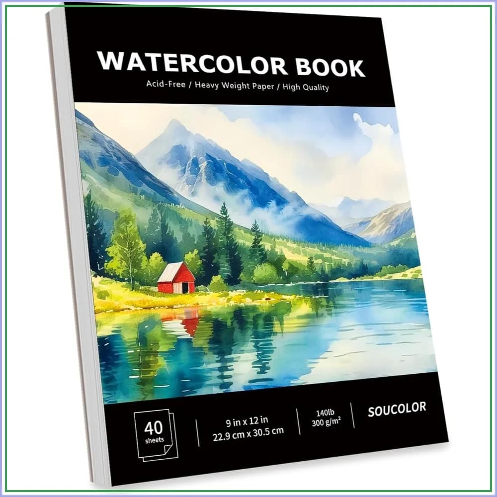 40 Sheets 9x12 Watercolor Paper Pad, 140lb/300gsm Cold Pressed, Artist Painting Drawing Book, Sketchbook for Adults