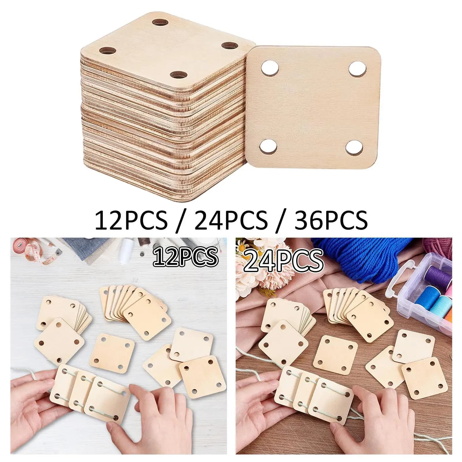 Weaving Cards Smooth Surface Weaving Loom Accessories 2x2 inch Square Set 4 Holes for DIY Handcraft Tool Tapestry Gift Scarf