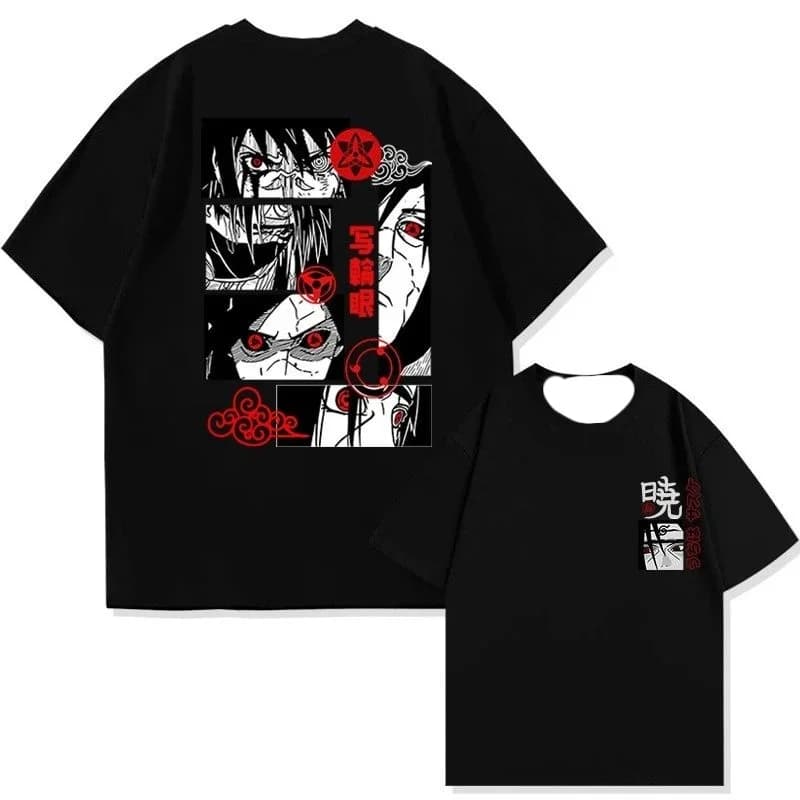 Naruto Anime Derivative T-shirt with Uchiha Sharingan Print for Men's Fashion and Casual Super Street Headwear for Summer 2026