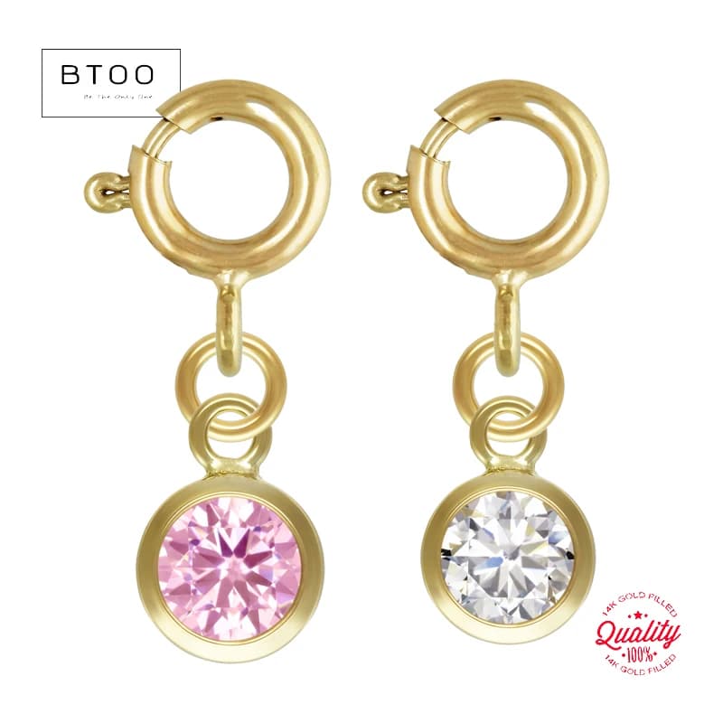 14K Gold Filled Spring Ring Clasps With Birth Stone CZ Pendant Wholesale Supplies for Bracelets Necklace Making Jewelry Findings