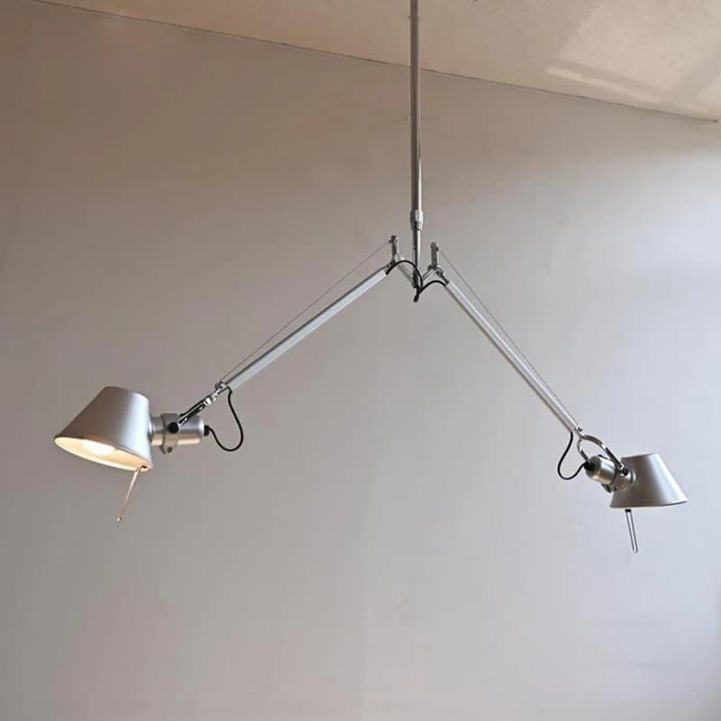 Lampada a sospensione robot italiana a braccio lungo per soggiorno, sala da pranzo, lampada a sospensione telescopica a doppia testa regolabile creativa E27