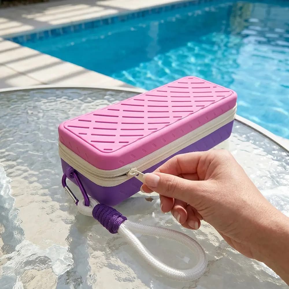 Large Capacity Silicone Swim Goggle Case Perforated Waterproof Eyeglasses Storage Bag Breathable Rectangular