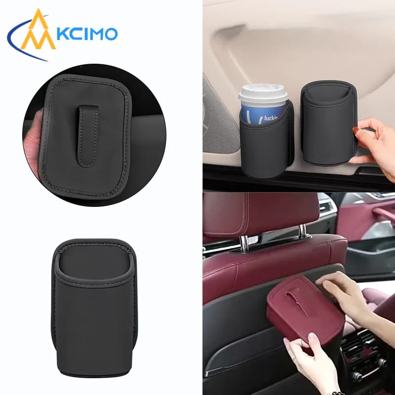 Portabicchieri Universale in Pelle PU per Auto, Organizzatore per Bottiglie e Bevande per Sedile Posteriore, Scatola Portaoggetti Antiscivolo da Appendere per Interni Auto