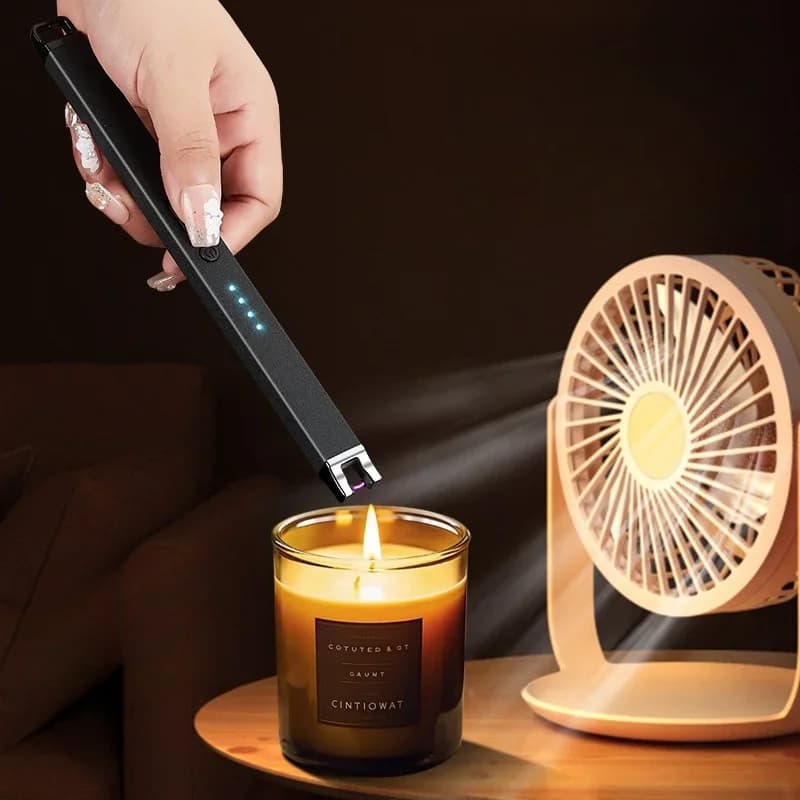 Arc-ignition Candle lighter with flameless windproof pulse ignition Lighter with USB charging Kitchen gas cooker Survival tool for outdoor barbecue
