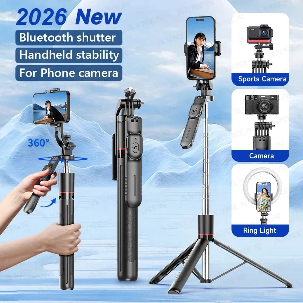 Treppiede per selfie F16 con asta lunga 1708 mm a 8 sezioni, telecomando Bluetooth, rotazione a 360° ° Rotazione, Interfaccia 1/4, per Videocamera del Telefono e Vlog