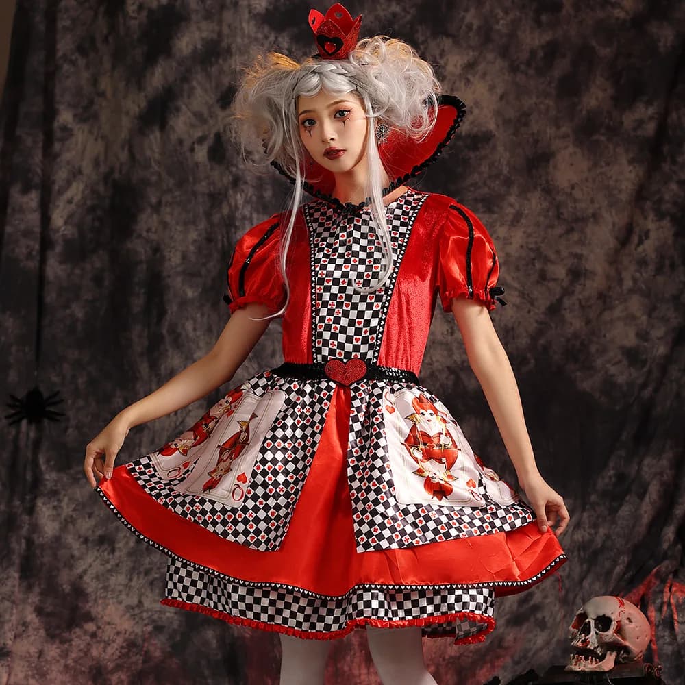 Costumi di Halloween per adulti: Regina di Cuori, Stamp Poker Queen, Alice nel Paese delle Meraviglie, Regina di Cuori per Bambini, gonna gonfia