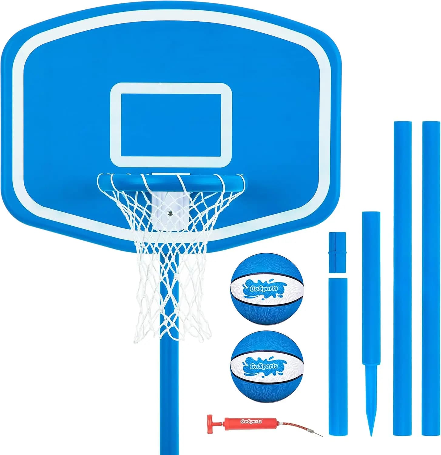 Above Ground Pool Basketball Hoop Game Set with 2 Pool Basketballs and Air Pump