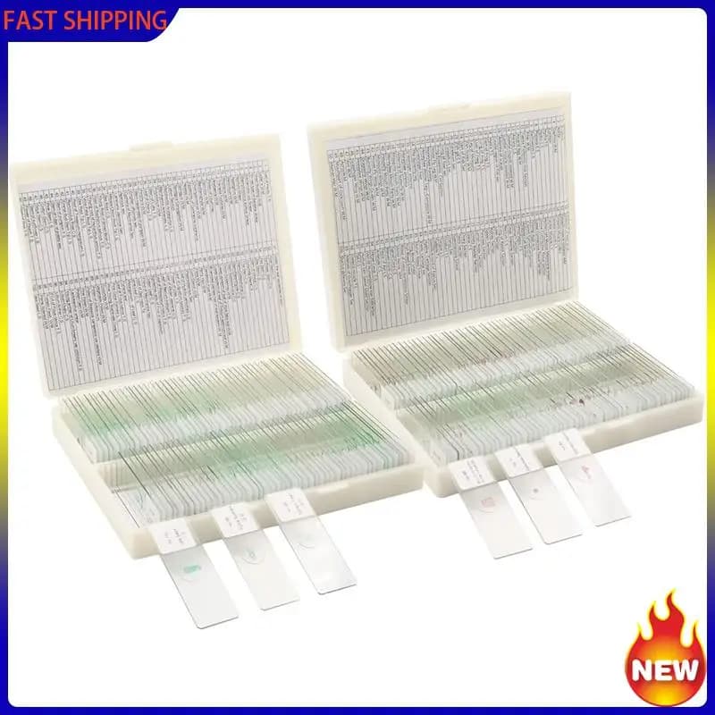Hot Trend-Per kit per l'educazione delle scienze biologiche: vetrini per microscopio (200 confezioni), 100 etichette per piante e 100 tessuti animali e stoccaggio C