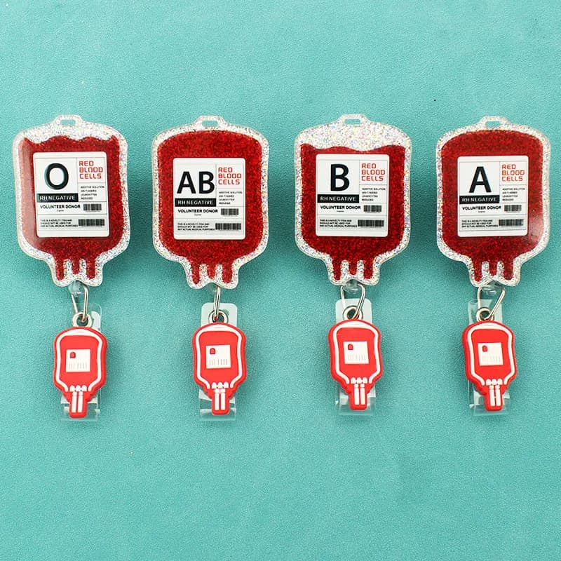Cura per la salute stile del tipo di sangue ruota Clip retrattile porta Badge porta carte mostra parti della carta di nome