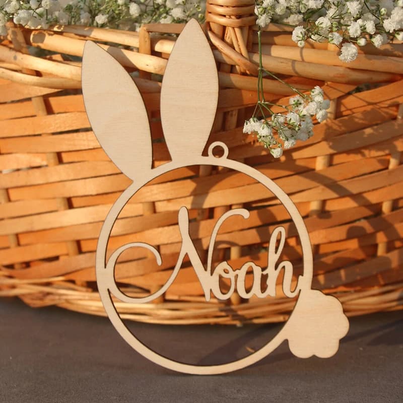 Medagliette per conigli etichetta per cesto pasquale etichette personalizzate per nome pasquale etichette regalo decorazioni in legno personalizzate palla per ornamenti di fiocchi di neve di natale