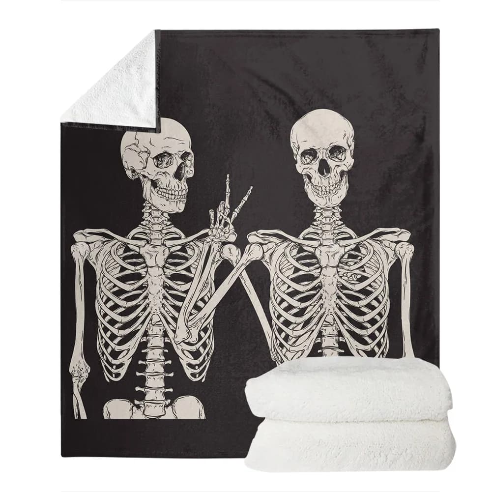 2025 Funny skeleton printed skull blanket for sofa bed adult sofa bed children quilt winter bed blankets for beds