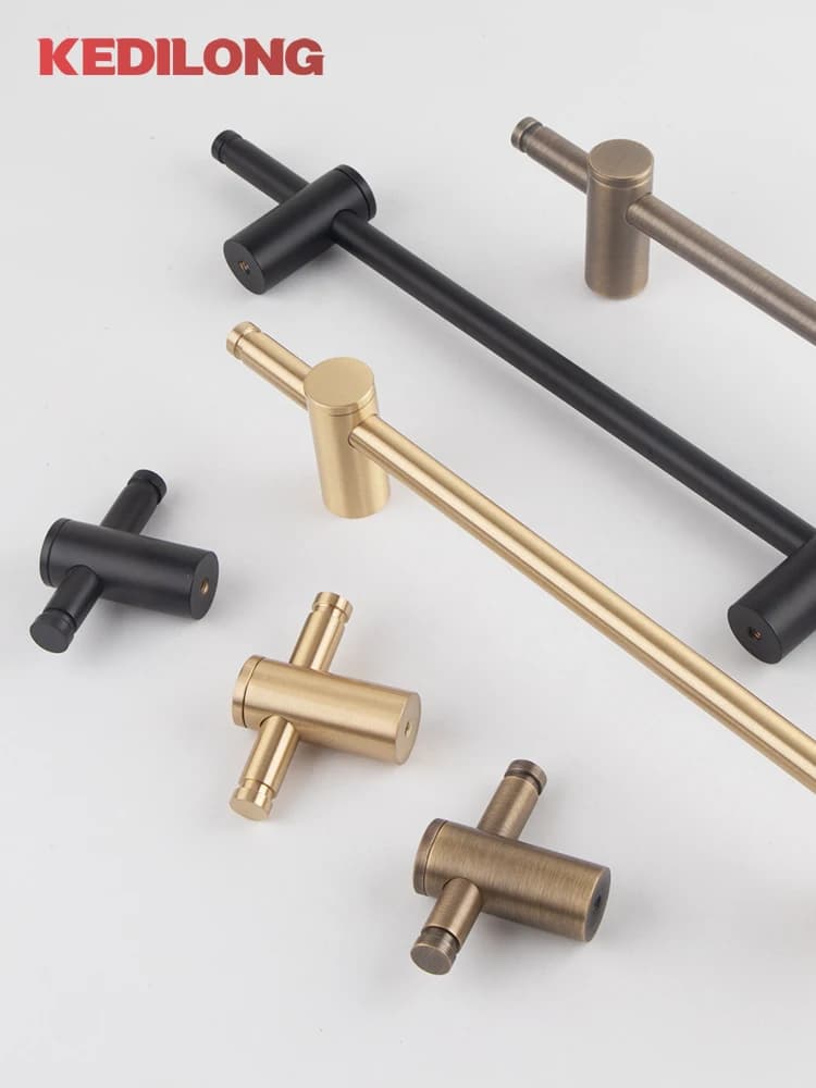 KEDLO Modern minimalist solid brass long handle Antique Brass cabinet drawer Pull handle adjustable bathroom towel rack