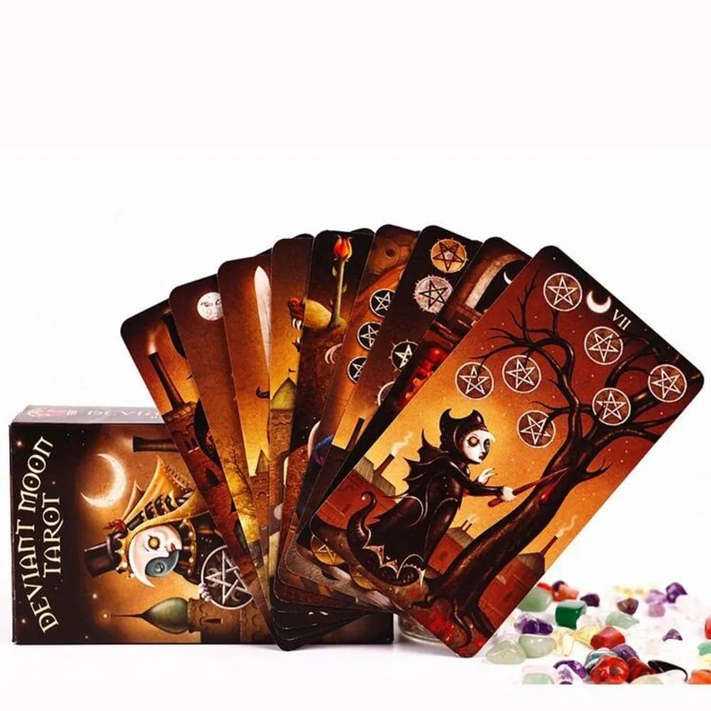 Carta dei tarocchi Deviant Moon | Formato grande 12*7 cm | Gioco di predizione della fortuna | Carte da divinazione | con libro guida cartaceo Versione inglese | O