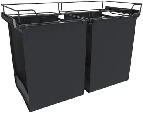 CSOHSL-30-1 Sidelines 30"W x 21"H Pull Out Double Laundry Hamper with Slides and (2) Canvas Laundry Bag Liners for