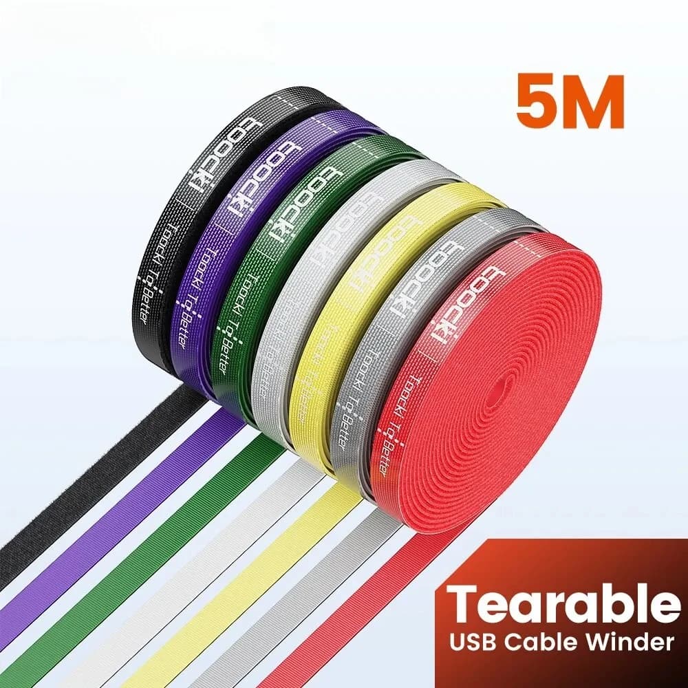 Toocki Organizzatore Cavi 5m, Fascette Avvolgicavo Strappabili Larghezza 10mm, Accessori per Telefono, Organizzatore Cavi e Fili