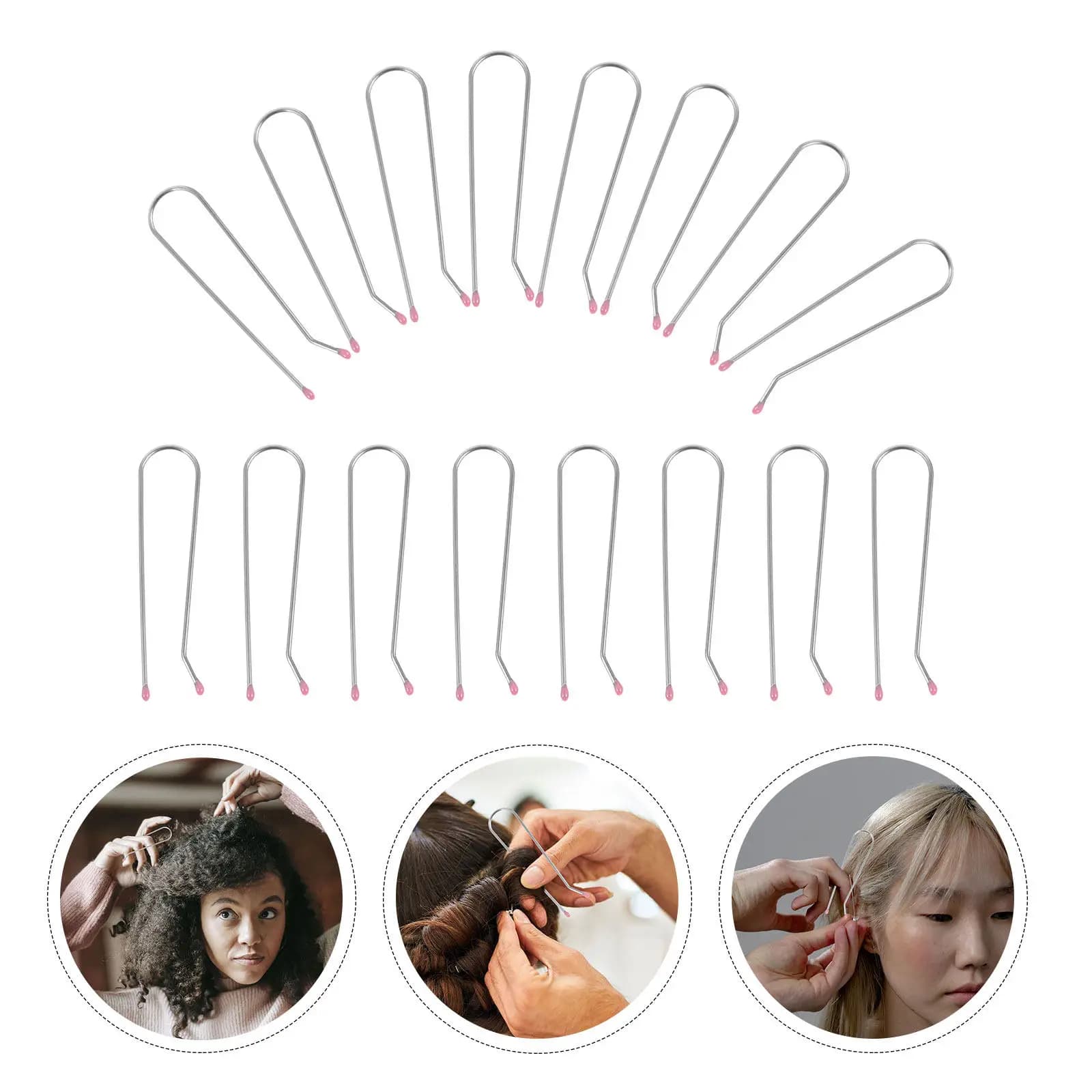 20Pcs Hair Curler Clips Hot Roller Clips Replacement Metal Wire U-Shaped Clamps for Electric Curlers Salon Barber Perm Rods