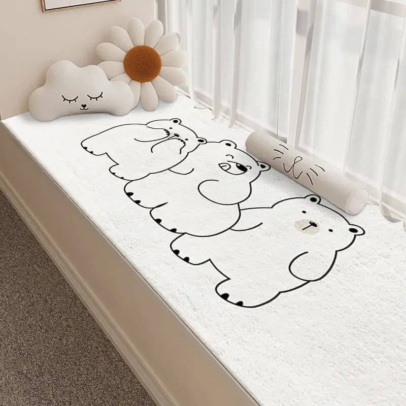 Cartoon Long Strip Window Cushion Home Balcony Mat Tatami Cool Proof Rug Sheep Velvet Floor Carpet Bedroom Carpet