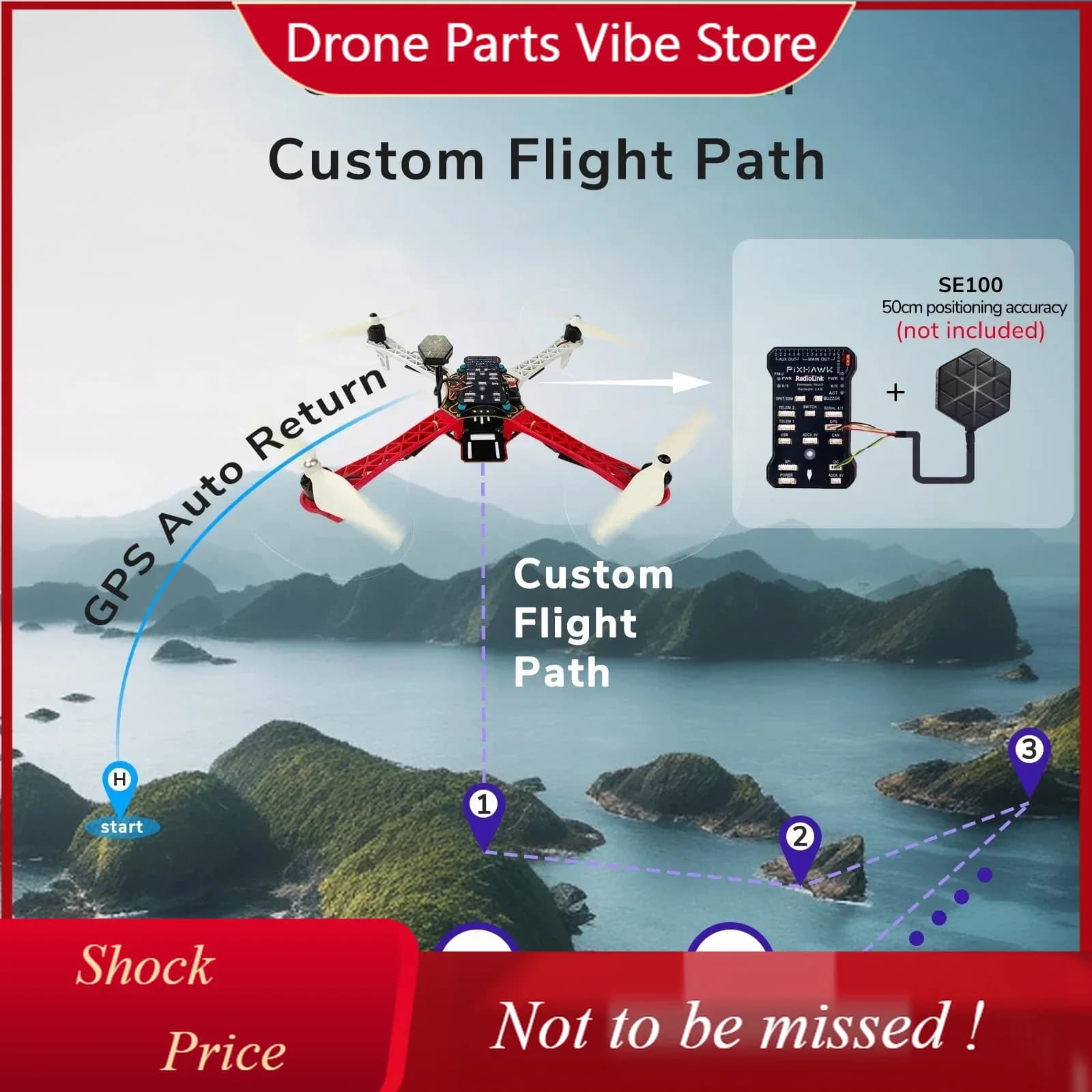 Radiolink Pixhawk PIX 2.4.8 APM Controllore di Volo a 32 Bit con GPS M8N SE100 per Droni RC Quadricotteri/Multirotori a 6-8 Assi