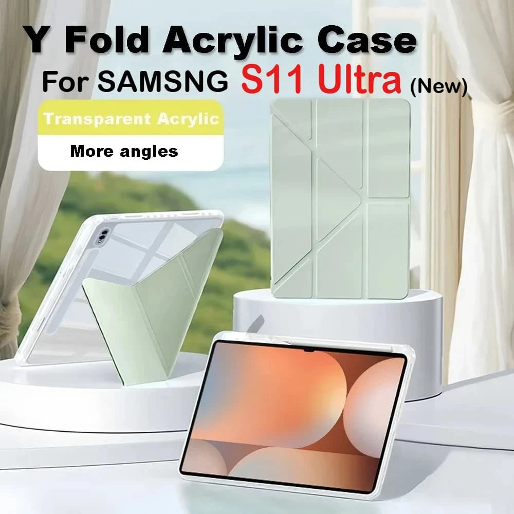 Custodia in acrilico HD Y Fold per la nuova custodia per tablet Samsung Galaxy Tab S11 Ultra da 14,6 pollici 2025 5G per Tab SM-X930 X936 antiurto Funda