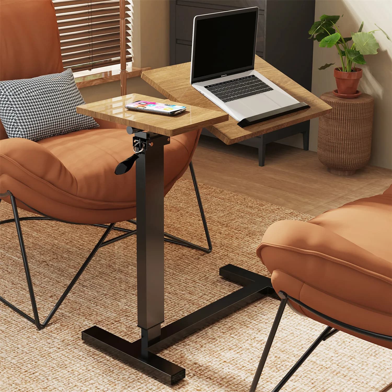 Tavolino da letto regolabile in altezza per ospedale, supporto per laptop inclinabile