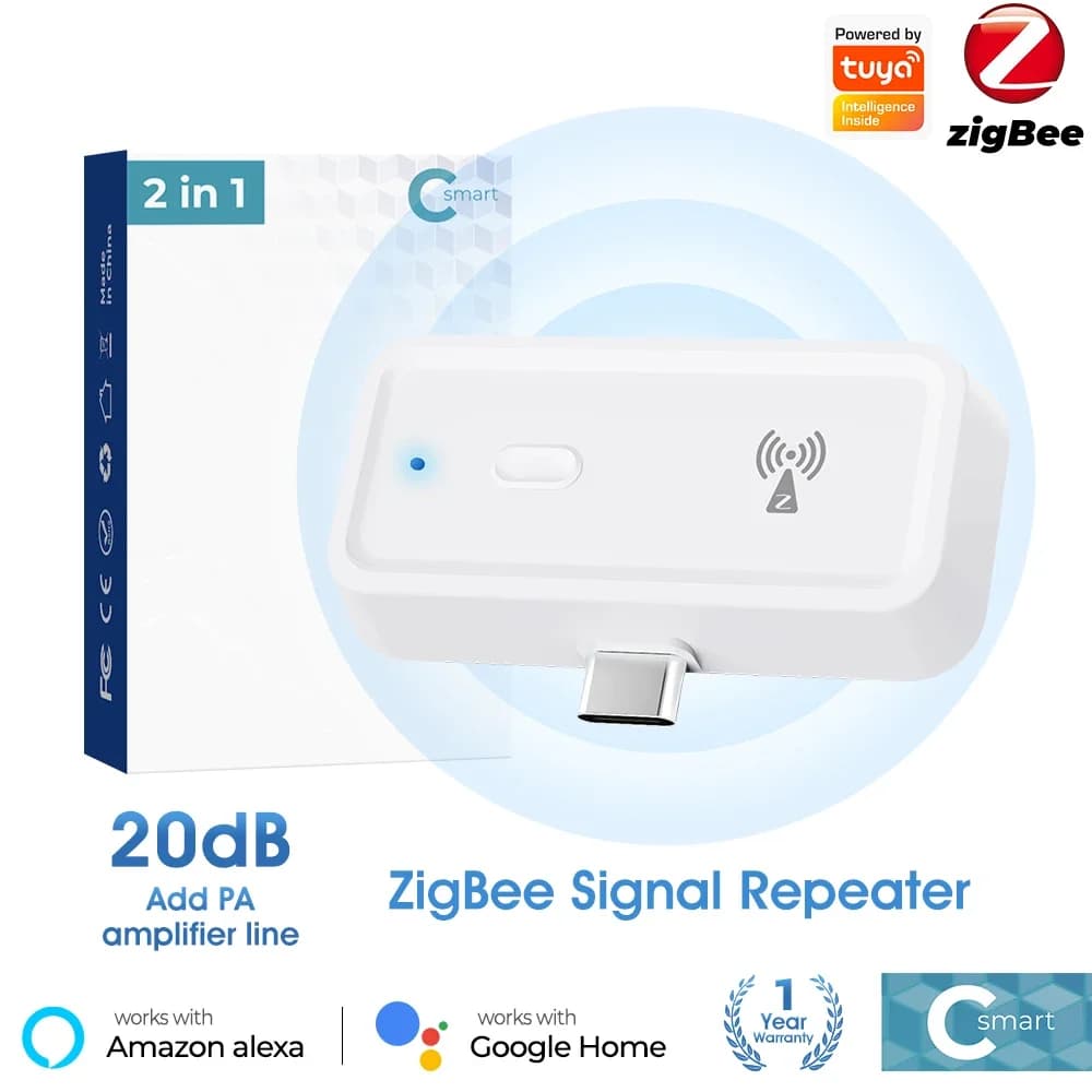 Smart Tuya Zigbee 3.0 wireless signal repeater, Type-C signal amplifier, compatible with the ZigBee gateway and the Smart Life app.
