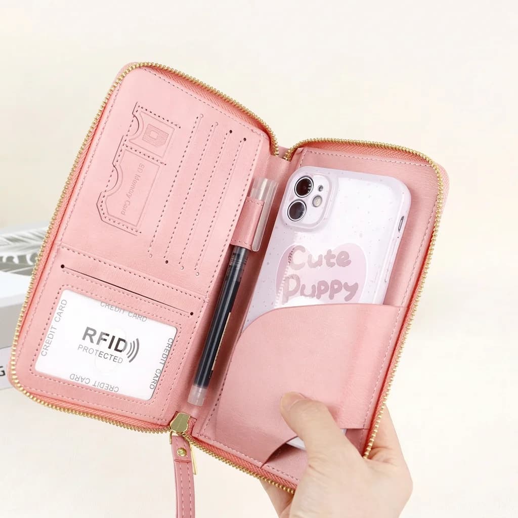 Porta Passaporto da Polso Espandibile con Blocco RFID, Organizzatore Documenti Portatile Multifunzione