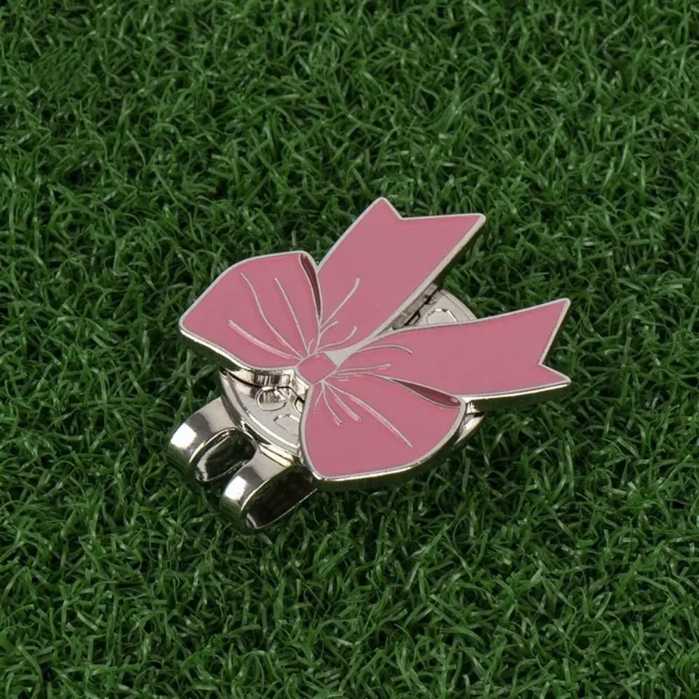 Clip per Cappello da Golf con Nastro Rosa, Segnaposto Magnetico Decorativo a Fiocco per Palline da Golf, per Appassionati di Golf