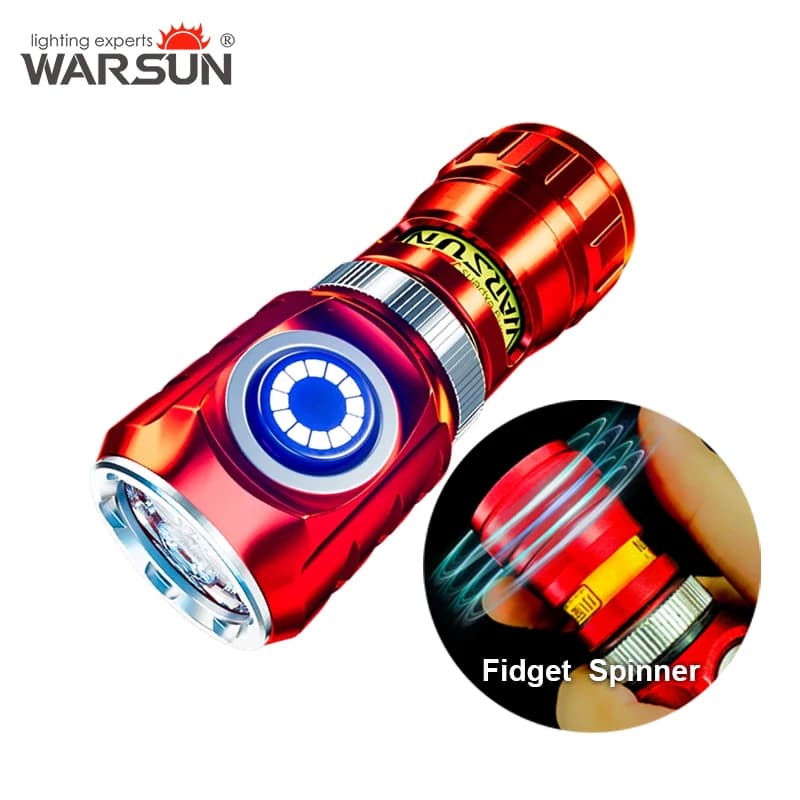 WARSUN FXXF LED Mini TORCH Fidget Spinner Torcia tascabile 900MHA Batteria ricaricabile magnetica per escursionismo Campeggio EDC