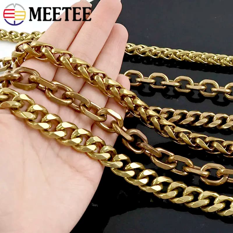 50/100 centimetri Meetee Ottone Solido Catena di Metallo Portafoglio Borsa Connettore Borsa Cinghia Jeans Decor Cintura Catene Accessori Hardware FAI DA TE