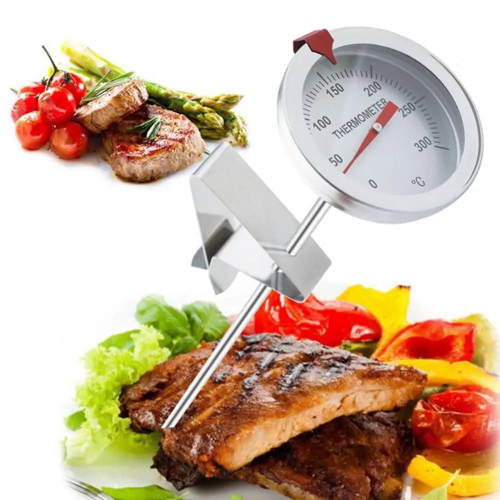 Termometro Alimentare Istantaneo in Acciaio Inossidabile con Stelo per Carne, Vino, Marmellata, Bistecche, Cucina, Tacchino, Forno, BBQ e Griglia