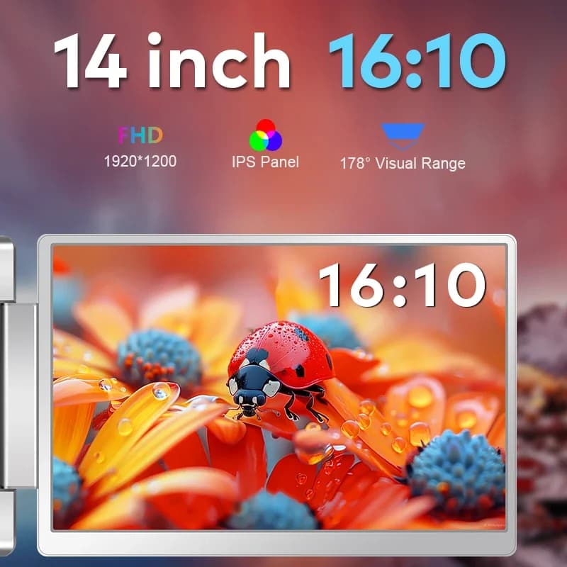 Nuovo Monitor Portatile Triplo da Scrivania 2026 2024 con Doppio Schermo LCD da 14 Pollici 16:10 e Supporto per Laptop da 12-17,3 Pollici