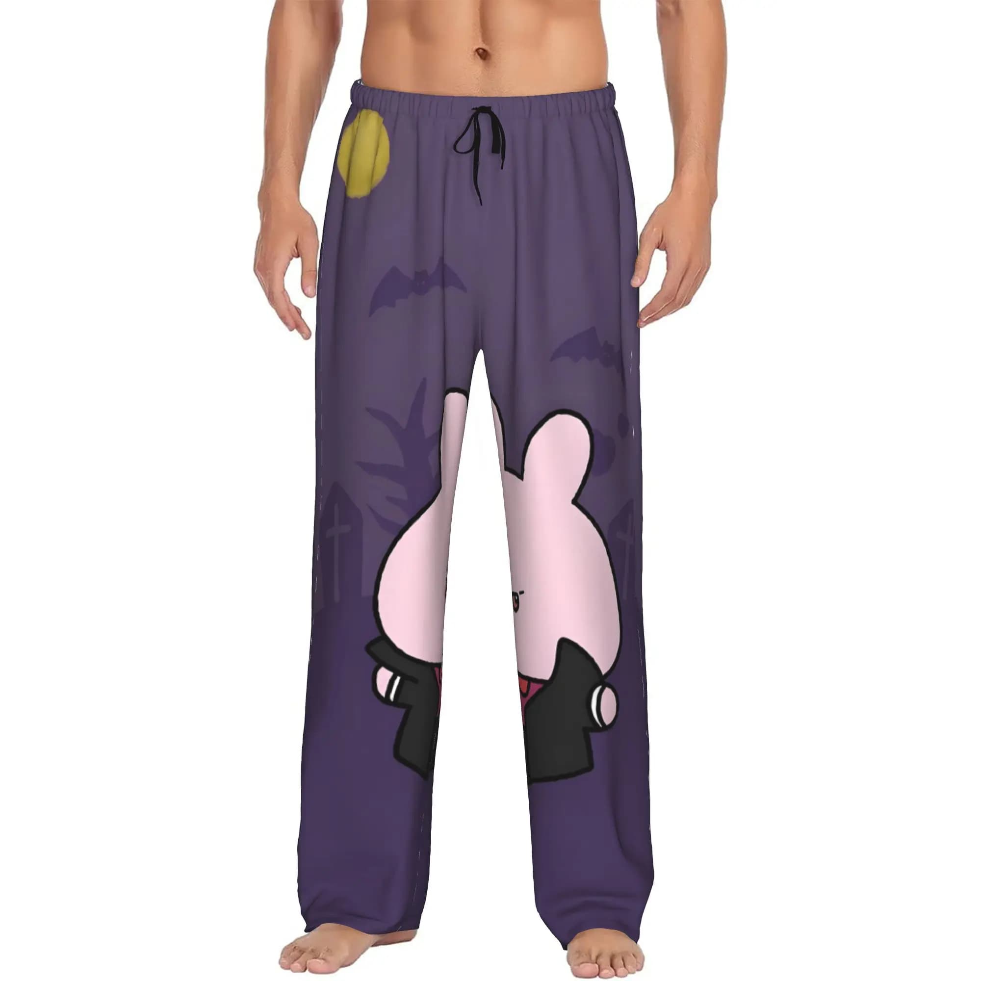 Pantaloni del Pigiama Personalizzati con Stampa Cartoon A-Asamimichans, Comodi Pantaloni da Notte per Uomo con Tasche