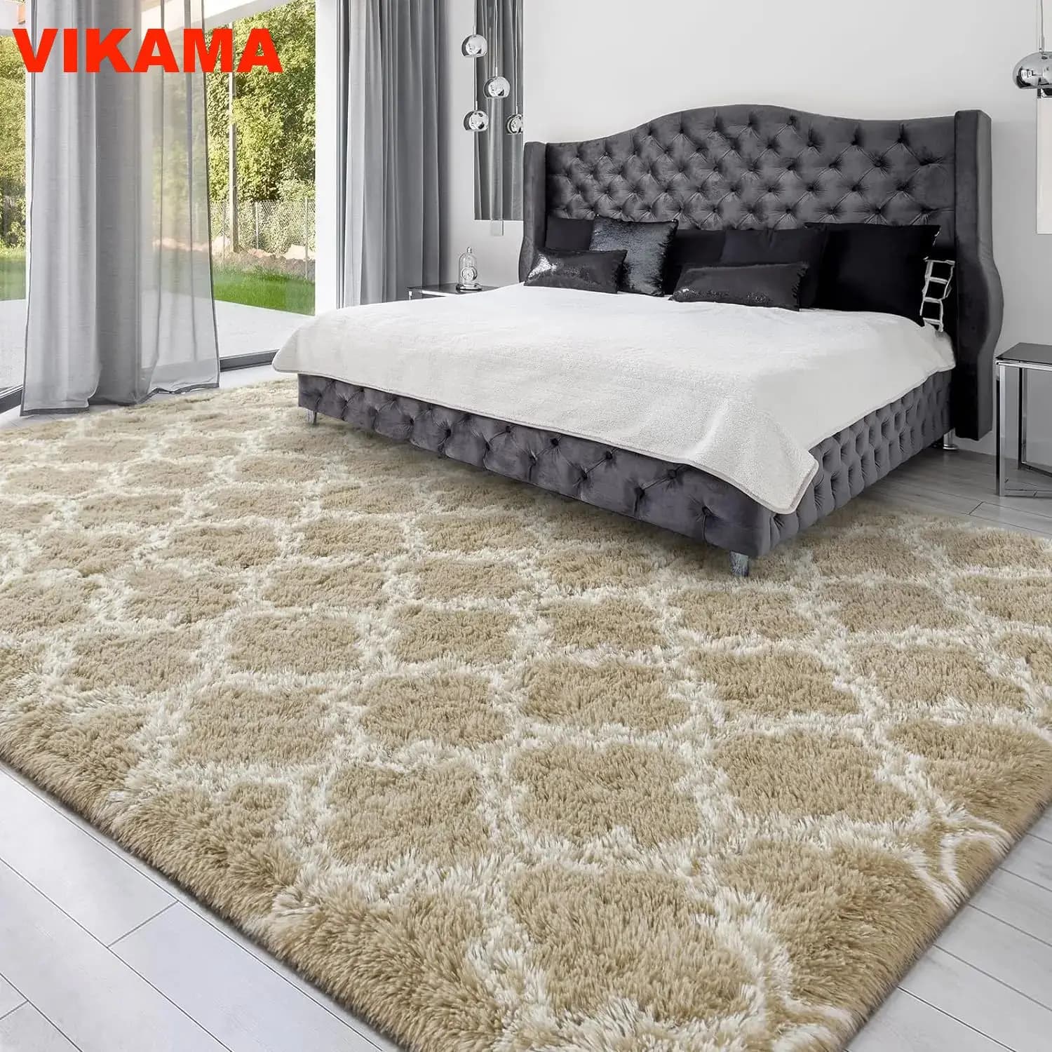 VIKAMA tappeto di peluche geometrico ampia Area soggiorno decorazione tavolino tappetino da letto tappeto Ultra morbido per camera da letto dei bambini
