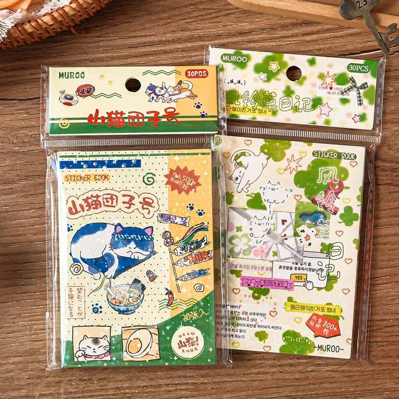 30sheets Kawaii Wind Chime Grass Diary M5 Sticker Book DIY Diary Scrapbook Aesthetic Stationery Stickers